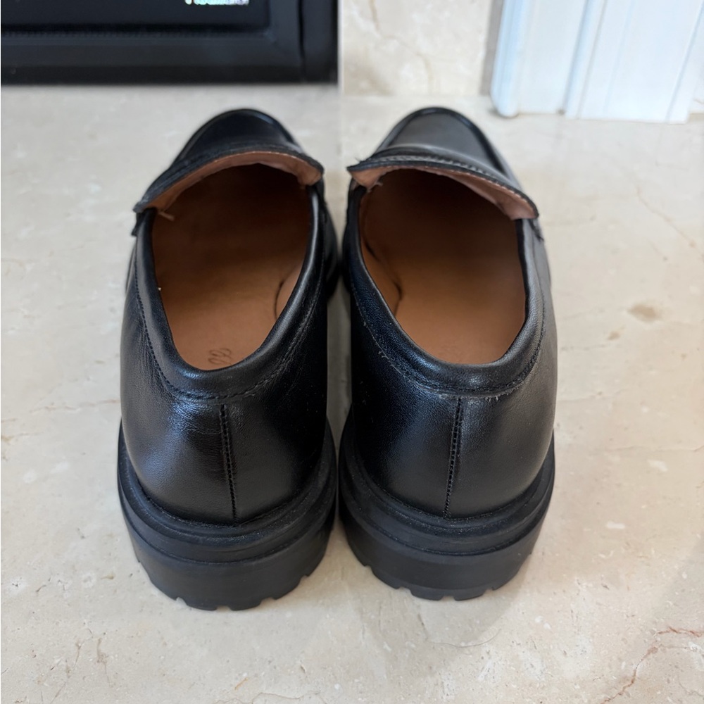 Madewell Black Leather Lug-Sole Penny Loafers - Picture 2 of 4